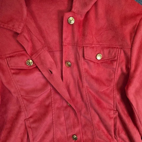 Kettlewell Roxy Jacket Womens Size Medium Hot Pink Faux Suede Pockets Cropped